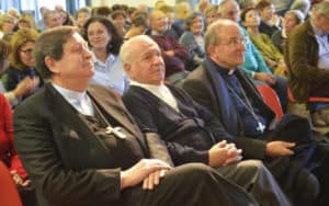 From the left, Cardinal João Bráz de Aviz, Prefect of the Congregation for Institutes of Consecrated Life and Apostolic Life; along with Giuseppe Petrocchi, the Archbishop of Aquila.; along with Giuseppe Petrocchi, the Archbishop of Aquila.; along with Giuseppe Petrocchi, the Archbishop of Aquila during the 50th Anniversary of the Focolare’s New Parish Movement in Vallo, Italy